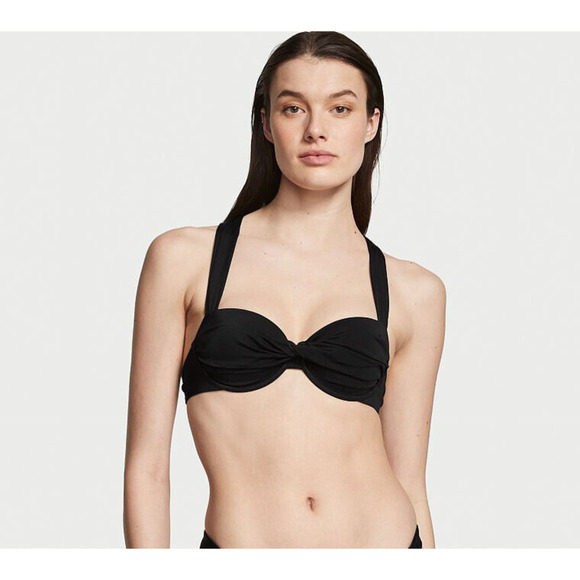 NWT Victoria's Secret 34DDD,36DDD BIKINI S,M thong bottom BLACK TWIST - Picture 4 of 6